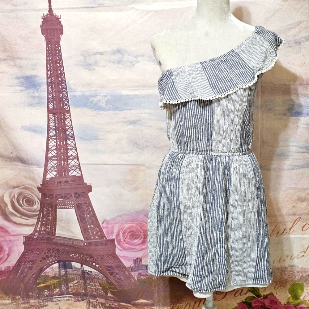 American Eagle Outfitters Blue and White Striped Dress Sz M